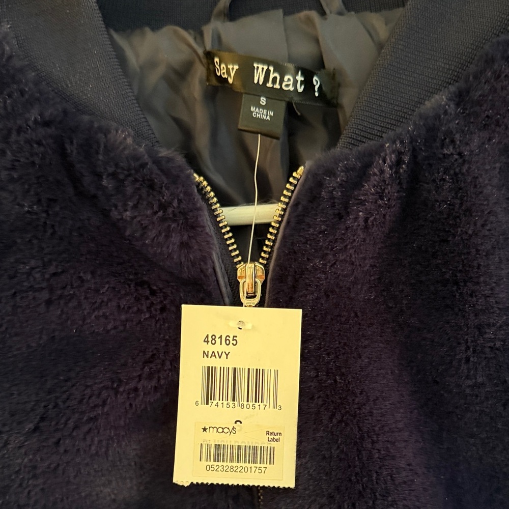 Say What? Women’s Blue Soft Fleece Jacket NWT - Picture 2 of 3